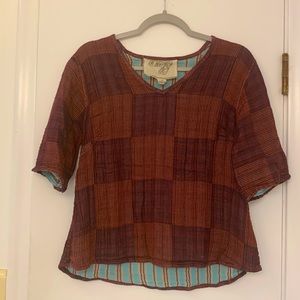 Ace & Jig Inez Swing Top in Cabernet with reversible Antionette